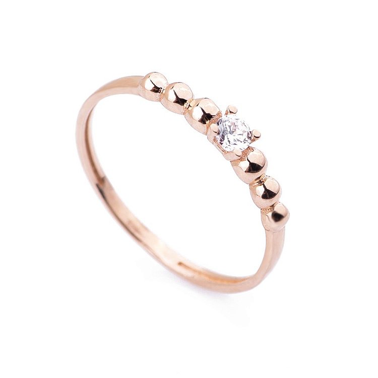 Золота каблучка з фіанітом к04996 від ювелірного магазину Онікс