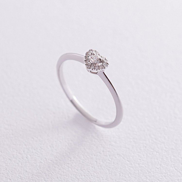 Золотое кольцо "Сердечко" с бриллиантами кб0170са от ювелирного магазина Оникс