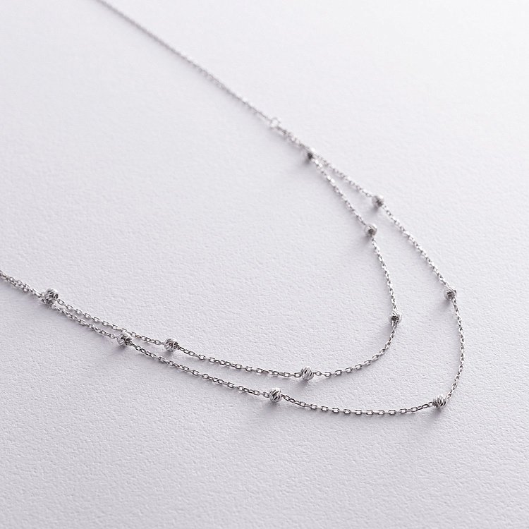 Подвійне кольє "Кульки" у білому золоті кол02454 від ювелірного магазину Онікс