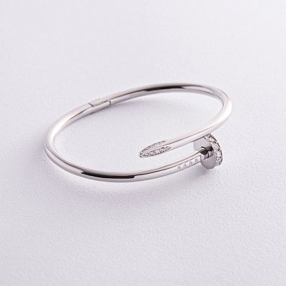 Срібний браслет "Цвях" з фіанітами 804