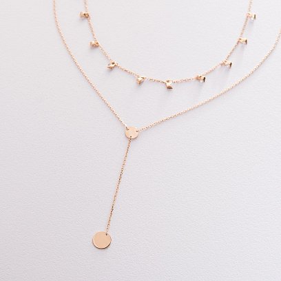 Двойное золотое колье "Дуальность" с фианитами кол01405