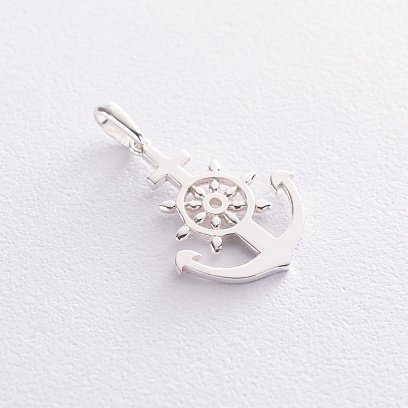 Серебряный кулон Якорь 132496