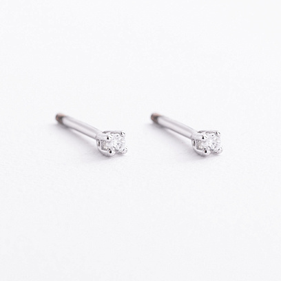 Серьги - пусеты с фианитами (белое золото) с09612