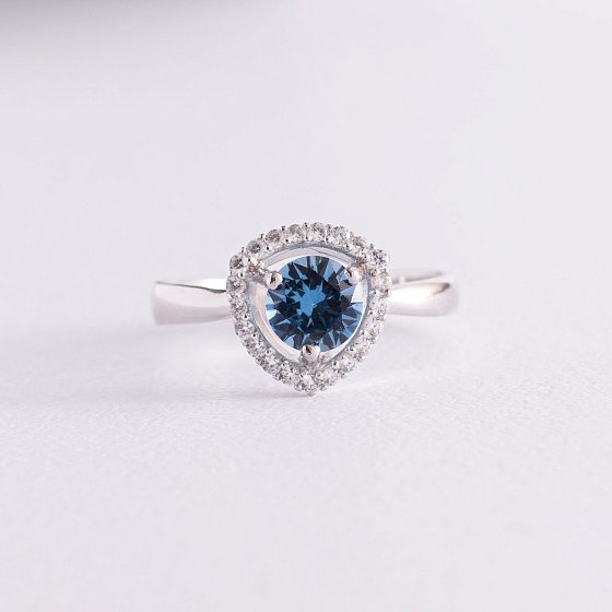 Серебряное кольцо (фианиты, кварц) 1536/1р-QLB №4