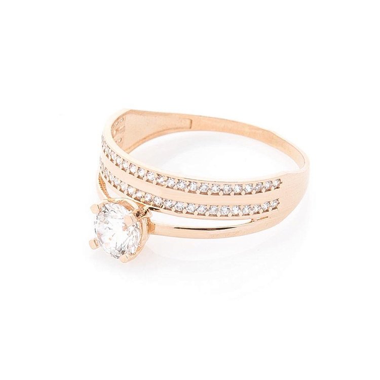 Золотое кольцо с фианитами к05747 от ювелирного магазина Оникс - 1