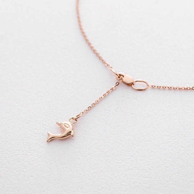 Золотой браслет на ногу "Дельфин" б03604 от ювелирного магазина Оникс - 1