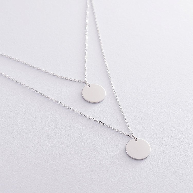 Подвійне срібне кольє "Монети" (можливе гравіювання) 181010 від ювелірного магазину Онікс - 1