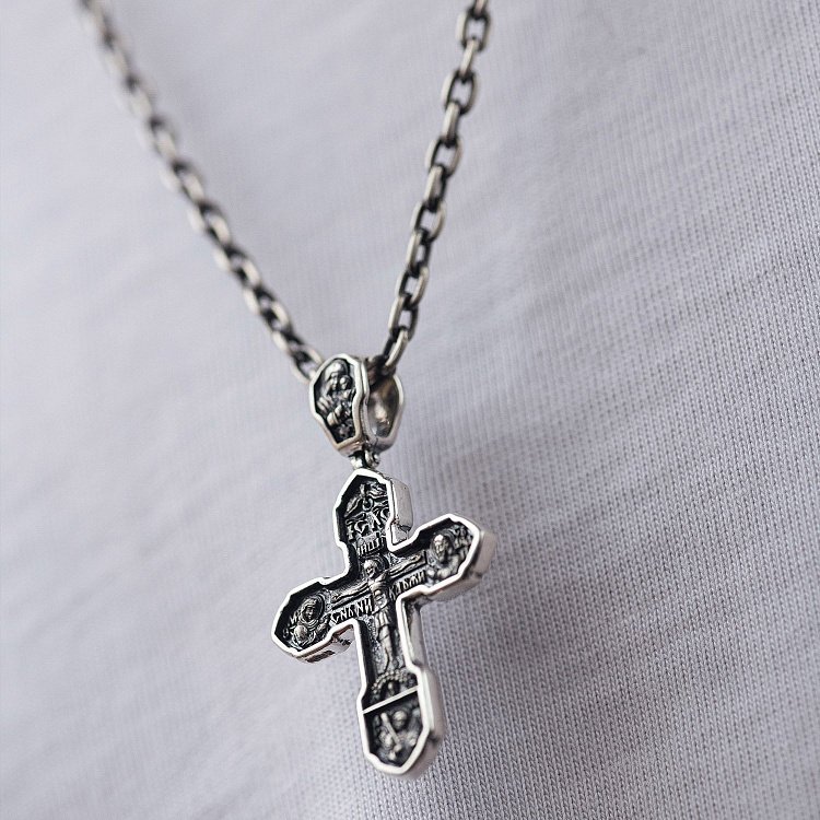 Православний хрест "Розп'яття Христове з деісусом. Ангел Хранитель. Образ Пресвятої Богородиці "Казанська" (чорніння) 132858 від ювелірного магазину Онікс - 7