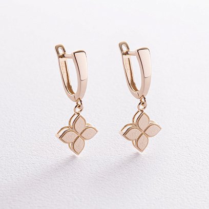Серьги "Клевер" в желтом золоте с08458