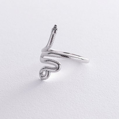 Кольцо "Змея" в белом золоте к07616 №4