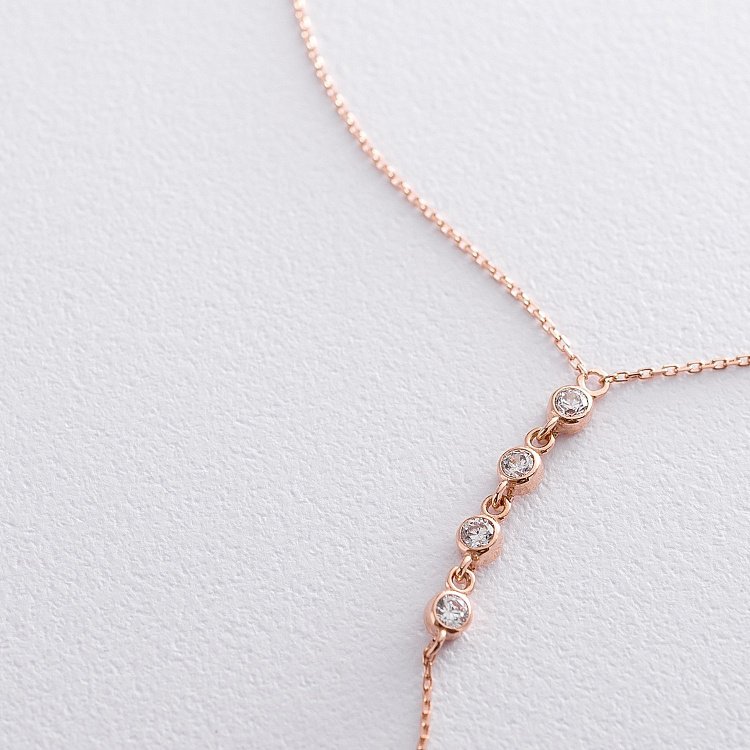 Золотое колье с фианитами кол01497 от ювелирного магазина Оникс - 3