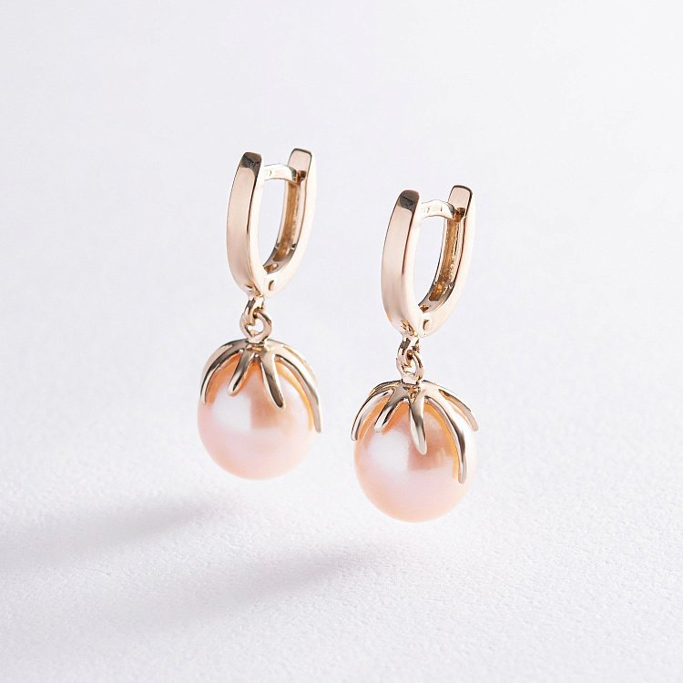 Золотые серьги (культ. пресн. жемчуг) с07364 от ювелирного магазина Оникс