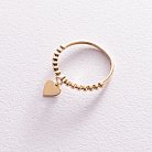 Золотое кольцо "Сердечко" с фианитом к06789 от ювелирного магазина Оникс - 3