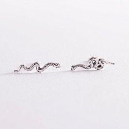 Серебряные серьги - пусеты "Змеи" 123198