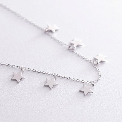 Подвійне срібне кольє "Зірочки" 181035 №3