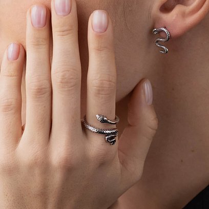 Серебряное кольцо "Змея" 3853 №7