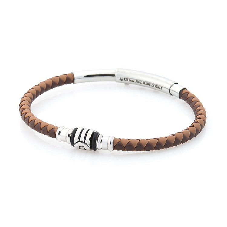 Чоловічий браслет зі срібла і шкіри ZANCAN TSB028-MA від ювелірного магазину Онікс