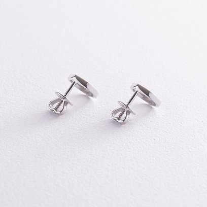 Серьги - пусеты "Круговорот" в белом золоте с08305 №6