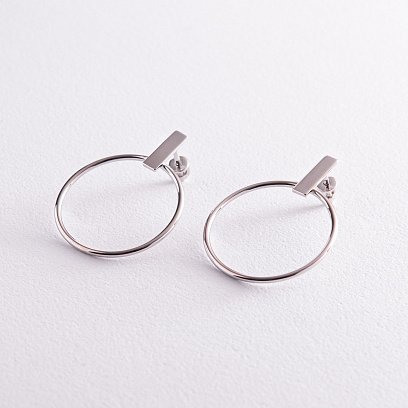 Сережки - пусети "Впевненість" у білому золоті с07883 №6