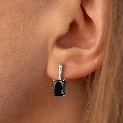 Серебряные серьги с синт. сапфирами и фианитами 2476/1р-NSPH №4