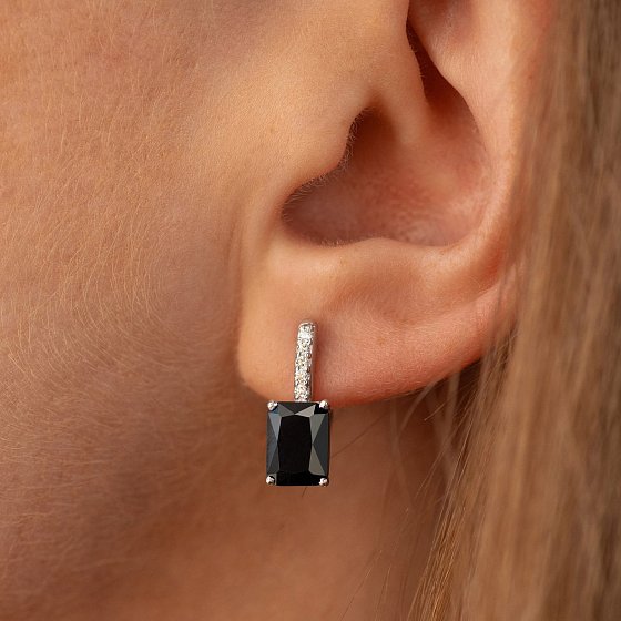 Серебряные серьги с синт. сапфирами и фианитами 2476/1р-NSPH №4