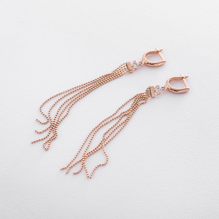 Висячі сережки з червоного золота с06319 від ювелірного магазину Онікс