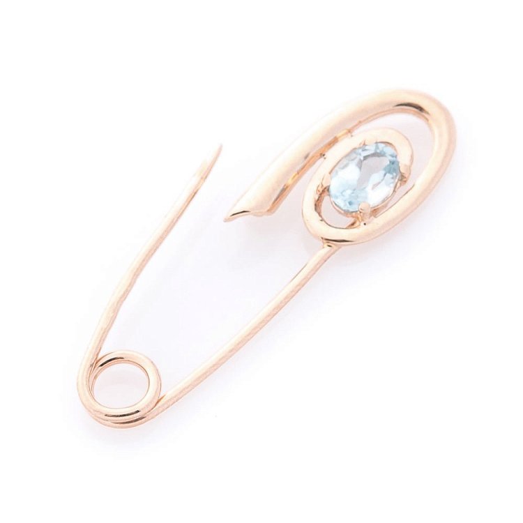 Золотая булавка с голубым топазом зак00271 от ювелирного магазина Оникс - 1