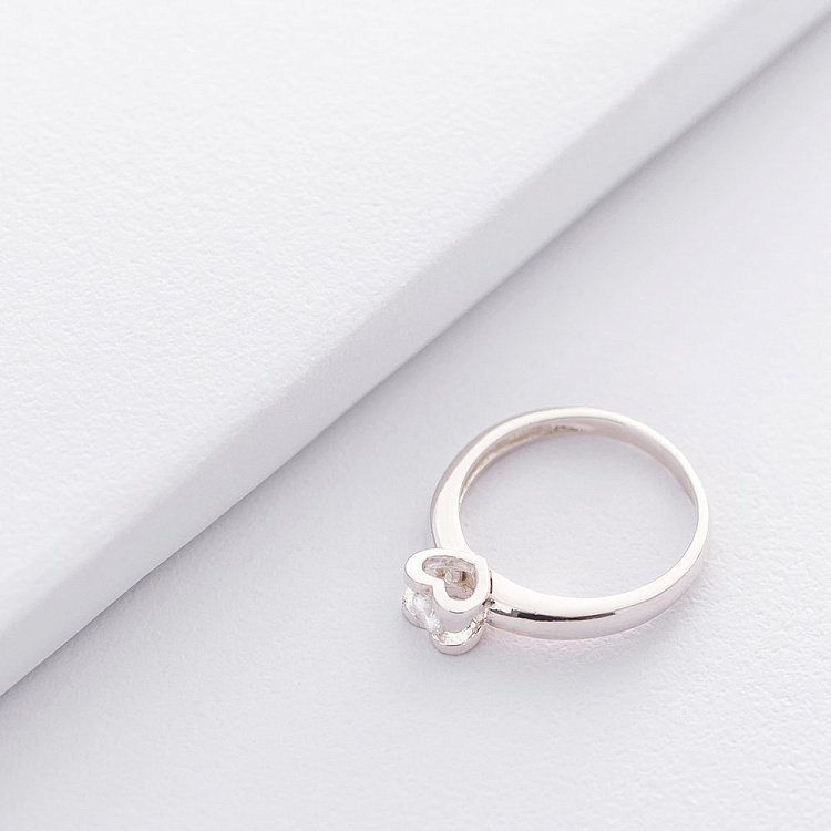 ﻿Срібна каблучка "Сердечко" (фіаніт) 112140 від ювелірного магазину Онікс - 2