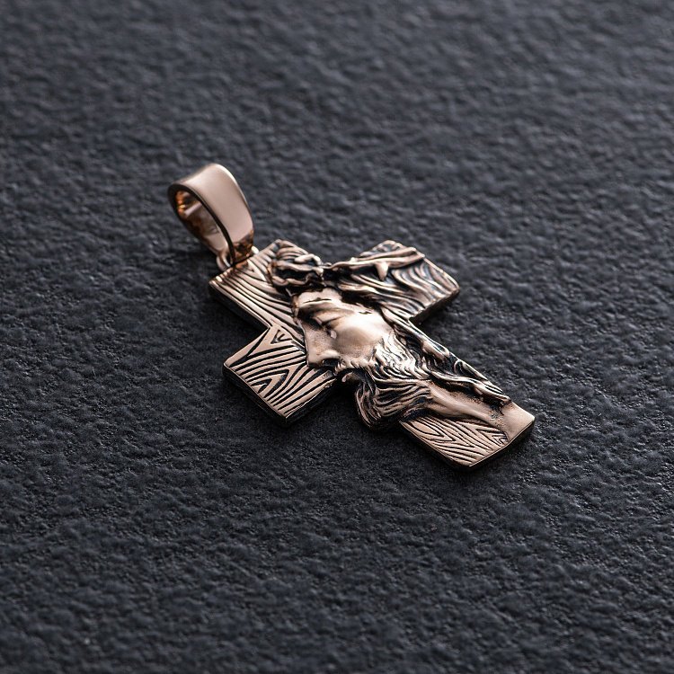 Золотий хрест "Ісус Христом у терновому вінці" п03900 від ювелірного магазину Онікс