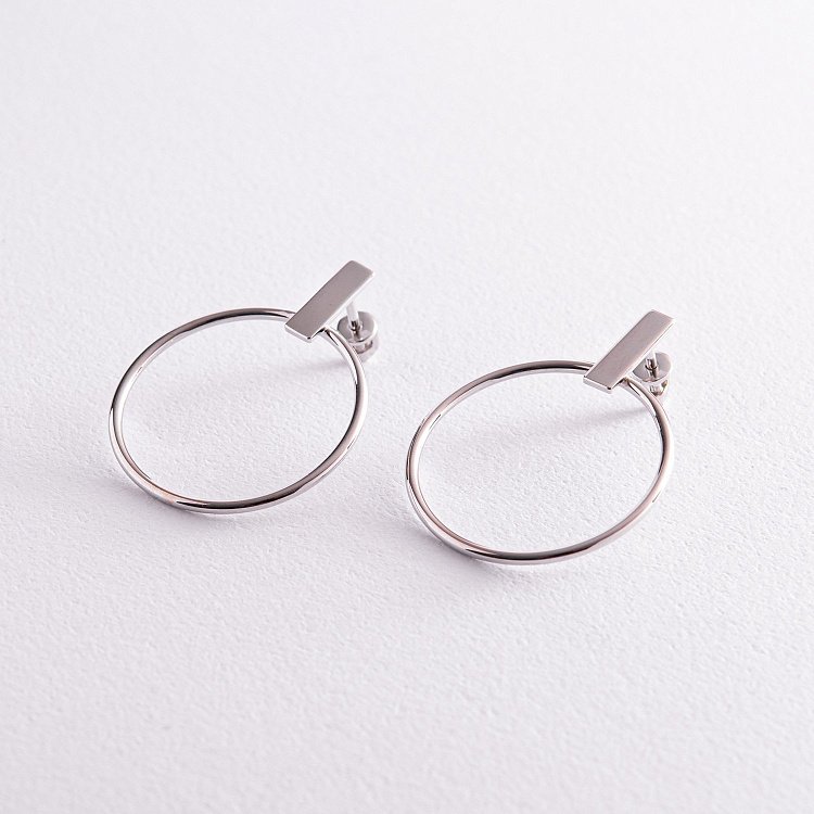 Сережки - пусети "Впевненість" у білому золоті с07883 від ювелірного магазину Онікс - 6