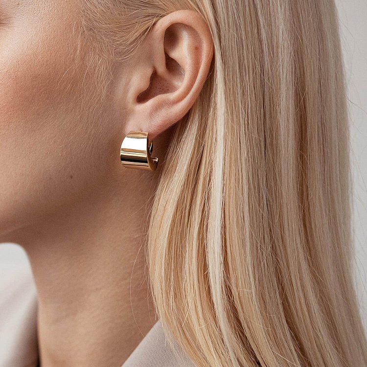 Серьги "Лунница" в желтом золоте 470569м от ювелирного магазина Оникс - 1