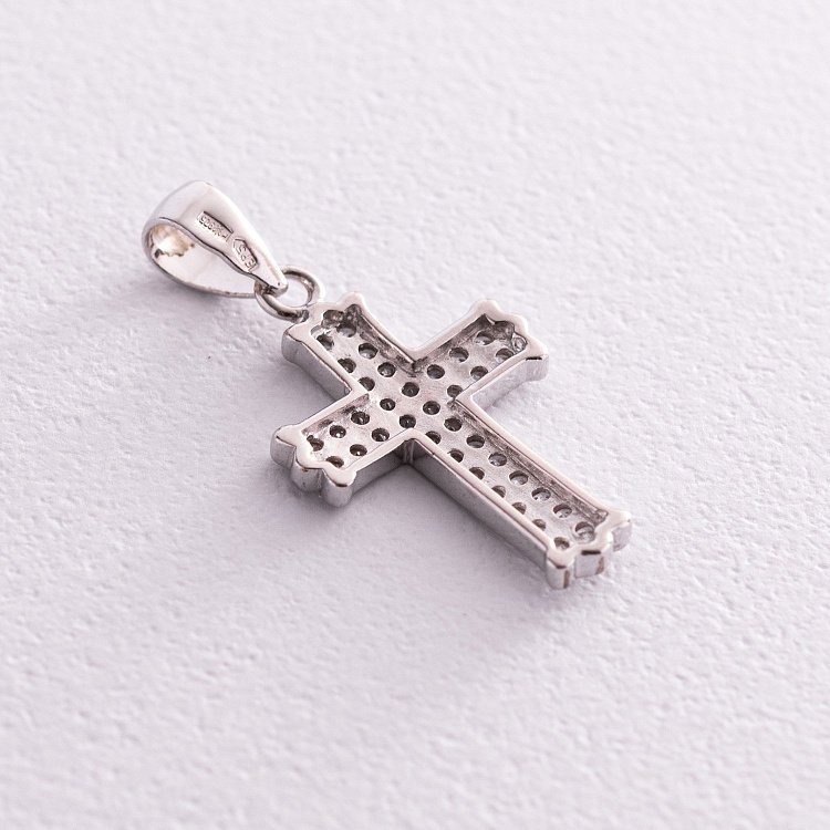 Срібний хрестик з фіанітами 132100 від ювелірного магазину Онікс - 2