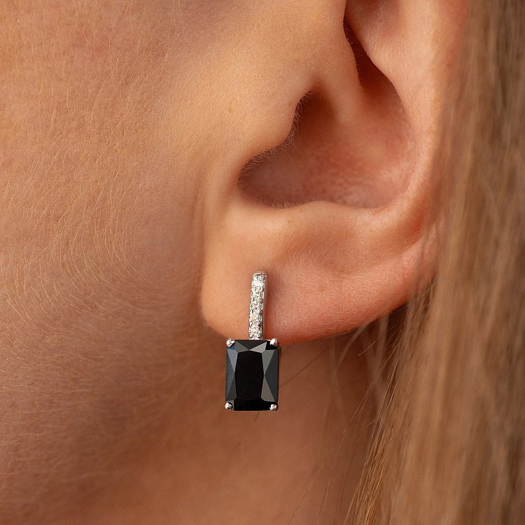 Серебряные серьги с синт. сапфирами и фианитами 2476/1р-NSPH от ювелирного магазина Оникс - 3