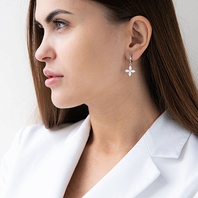 Сережки "Конюшина" в білому золоті с07069 №5