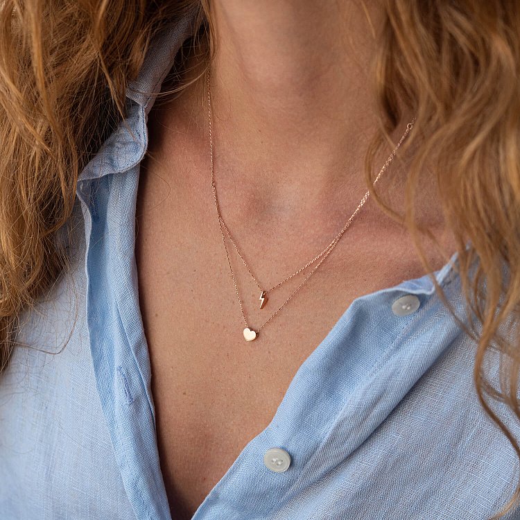 Подвійне золоте кольє "Блискавка та сердечко" кол02294 від ювелірного магазину Онікс - 3