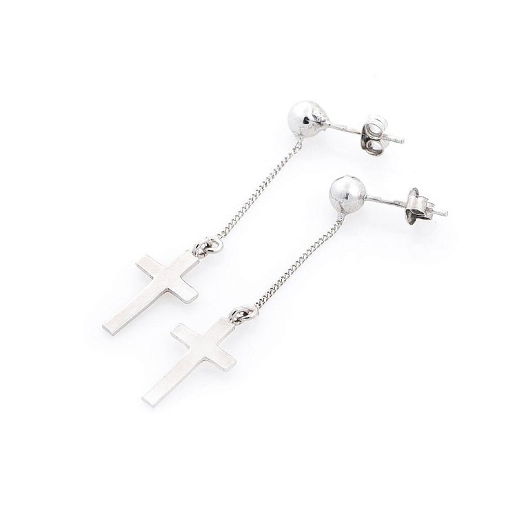 Серебряные серьги с крестиками 122146 от ювелирного магазина Оникс