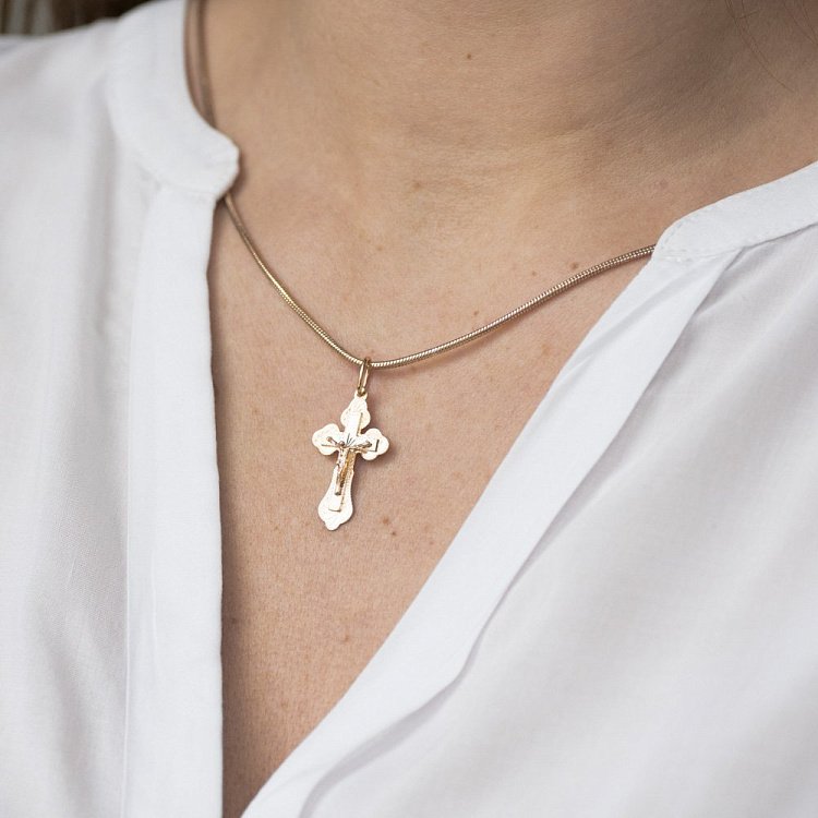 Золотой крестик п02437 от ювелирного магазина Оникс - 2