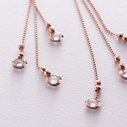 Золотые серьги с фианитами с04567 №3