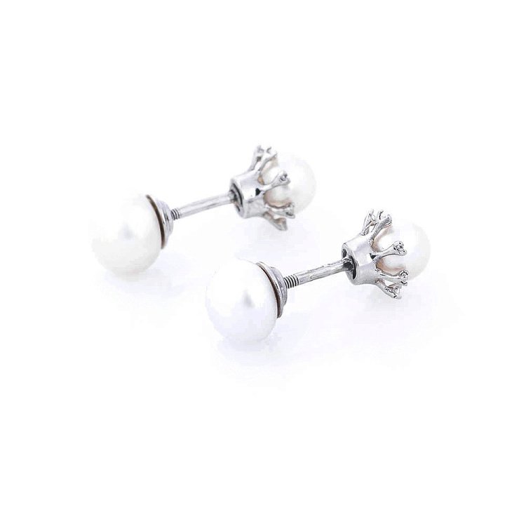 Золотые серьги-гвоздики с культив. пресн. жемчугом с04080 от ювелирного магазина Оникс - 1