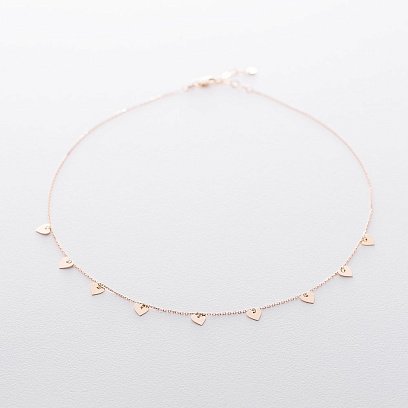 Золоте кольє з сердечками кол01443