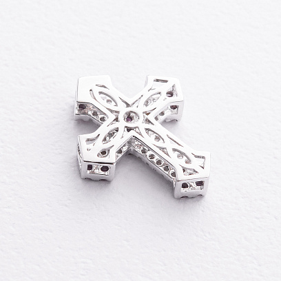 Хрестик у білому золоті (діаманти, рубіни) пб0391ca №2