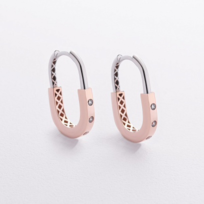 Серьги "Camilla" в красном и белом золоте (фианиты) с09376 №2