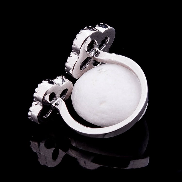 Серебряное кольцо "Клевер" с ониксом и фианитами 111747 от ювелирного магазина Оникс - 2