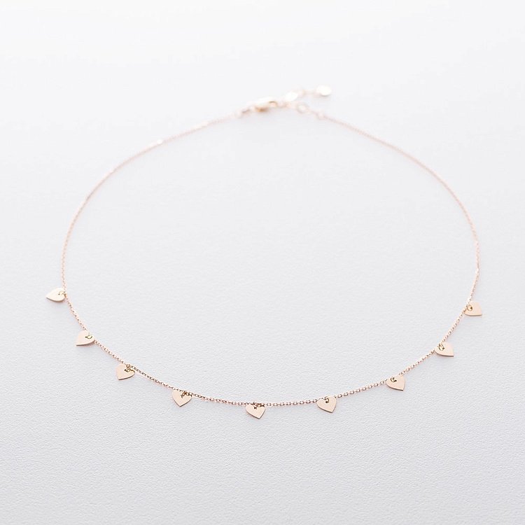 Золоте кольє з сердечками кол01443 від ювелірного магазину Онікс