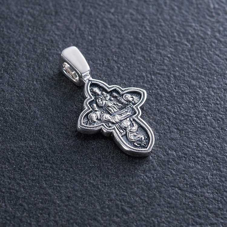 Серебряный крест "Спас Нерукотворный. Успение Божией Матери" 131111 от ювелирного магазина Оникс - 2