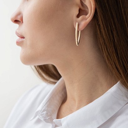 Серьги Минимализм в желтом золоте с07272 №3