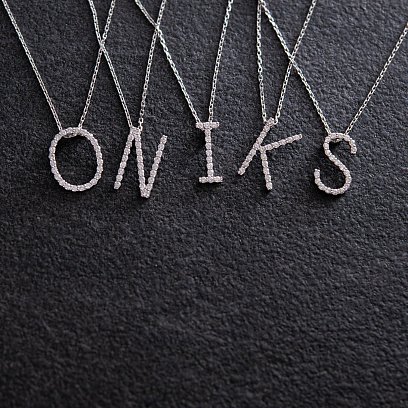 Золотое колье с буквой "D" с бриллиантами 133621121 №8