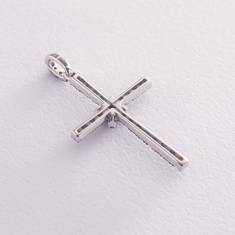 Золотий хрестик з синіми сапфірами і діамантами MP8270Cgm від ювелірного магазину Онікс - 2