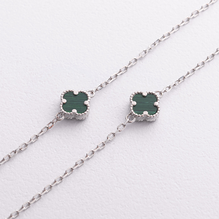 Срібне кольє "Конюшина" (малахіт) 181350 від ювелірного магазину Онікс - 1