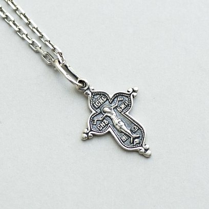 Срібний православний хрестик 131505 №7